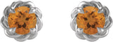 Platinum Natural Citrine Round 4-Prong Claw Rope Stud Earrings - view 4