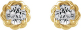 14K Gold Natural White Sapphire Round 4-Prong Claw Rope Stud Earrings - Yellow Gold - view 4