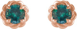 14K Gold Lab-Grown Alexandrite Round 4-Prong Claw Rope Stud Earrings - Rose Gold - view 4
