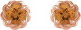 14K Gold Natural Citrine Round 4-Prong Claw Rope Stud Earrings - Rose Gold - view 4