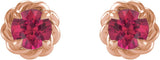 14K Gold Lab-Grown Ruby Round 4-Prong Claw Rope Stud Earrings - Rose Gold - view 4