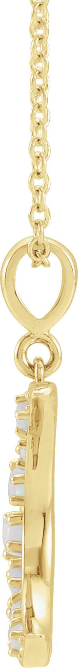 Platinum Round Natural White Opal Cabochon Crescent Moon Necklace or Pendant - view 4