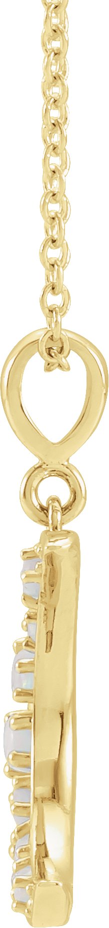 14K Gold Round Natural White Opal Cabochon Crescent Moon Necklace or Pendant - Rose Gold - view 3