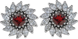 Platinum Natural Mozambique Garnet & Natural Diamond Round 7-Prong Halo-Style Earrings - view 2