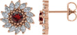 14K Gold Natural Mozambique Garnet & Natural Diamond Round 7-Prong Halo-Style Earrings - Rose Gold