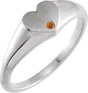 Platinum Round Natural Citrine Heart Signet Ring