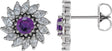 Platinum Natural Amethyst & Natural Diamond Round 7-Prong Halo-Style Earrings