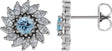 Platinum Natural Aquamarine & Natural Diamond Round 7-Prong Halo-Style Earrings