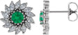 Platinum Natural Emerald & Natural Diamond Round 7-Prong Halo-Style Earrings