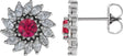 Platinum Lab-Grown Ruby & Natural Diamond Round 7-Prong Halo-Style Earrings