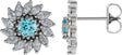 Platinum Natural Blue Zircon & Natural Diamond Round 7-Prong Halo-Style Earrings