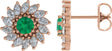 14K Gold Natural Emerald & Natural Diamond Round 7-Prong Halo-Style Earrings - Rose Gold