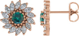 14K Gold Natural Alexandrite & Natural Diamond Round 7-Prong Halo-Style Earrings - Rose Gold