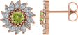 14K Gold Natural Peridot & Natural Diamond Round 7-Prong Halo-Style Earrings - Rose Gold
