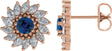 14K Gold Lab-Grown Blue Sapphire & Natural Diamond Round 7-Prong Halo-Style Earrings - Rose Gold