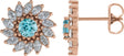 14K Gold Natural Blue Zircon & Natural Diamond Round 7-Prong Halo-Style Earrings - Rose Gold