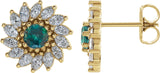 14K Gold Natural Alexandrite & Natural Diamond Round 7-Prong Halo-Style Earrings - Yellow Gold