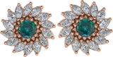 14K Gold Lab-Grown Alexandrite & Natural Diamond Round 7-Prong Halo-Style Earrings - Rose Gold - view 2