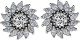 Platinum Natural White Sapphire & Natural Diamond Round 7-Prong Halo-Style Earrings - view 2