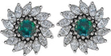 Platinum Lab-Grown Alexandrite & Natural Diamond Round 7-Prong Halo-Style Earrings - view 2
