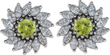Platinum Natural Peridot & Natural Diamond Round 7-Prong Halo-Style Earrings - view 2
