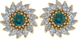 14K Gold Natural Alexandrite & Natural Diamond Round 7-Prong Halo-Style Earrings - Yellow Gold - view 2