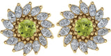 14K Gold Natural Peridot & Natural Diamond Round 7-Prong Halo-Style Earrings - Yellow Gold - view 2
