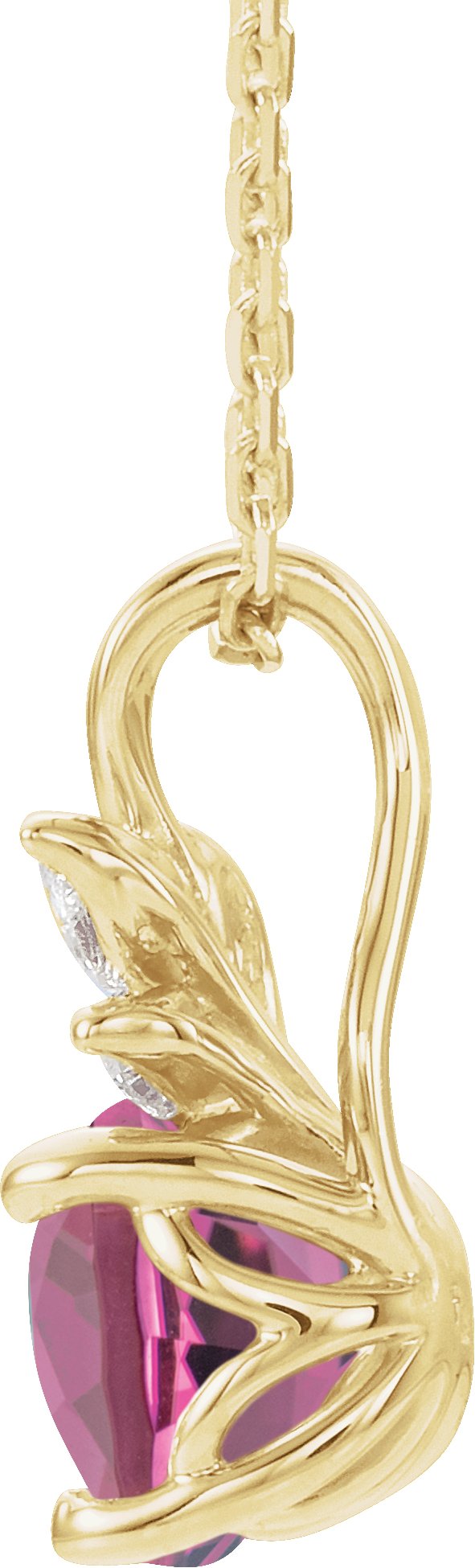 14K Gold Round Natural Blue Zircon & Natural Diamond Accented Floral Necklace or Pendant - Yellow Gold - view 3