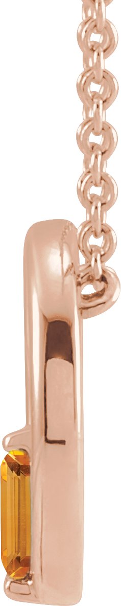 14K Gold Natural Citrine Straight Baguette Circle Necklace or Pendant - Rose Gold - view 2