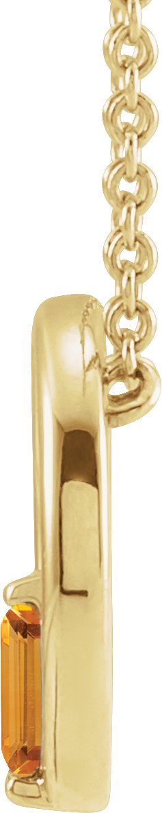 14K Gold Natural Citrine Straight Baguette Circle Necklace or Pendant - Yellow Gold - view 2