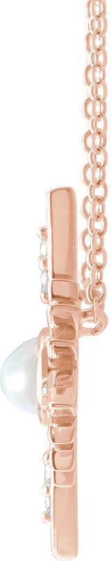 14K Gold Oval Natural Ethiopian Opal & Natural Diamond Star Necklace or Pendant - Rose Gold - view 2