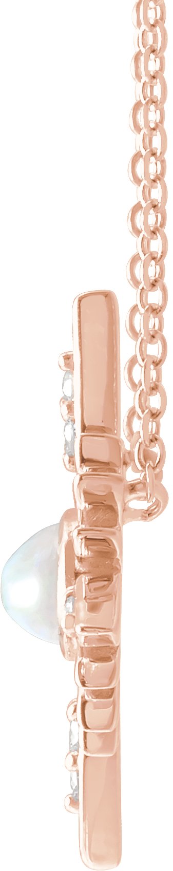 14K Gold Oval Natural Ethiopian Opal & Natural Diamond Star Necklace or Pendant - Rose Gold - view 2