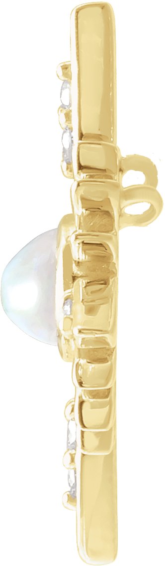 14K Gold Oval Natural Ethiopian Opal & Natural Diamond Star Necklace or Pendant - Yellow Gold - view 2