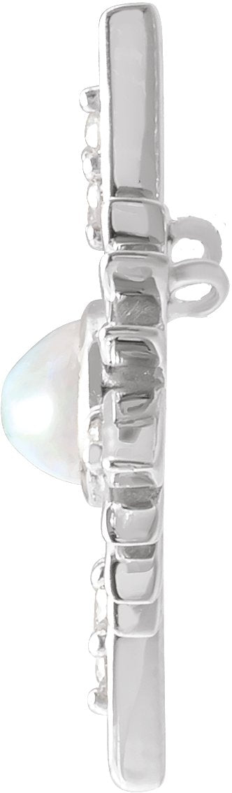 14K Gold Oval Natural Ethiopian Opal & Natural Diamond Star Necklace or Pendant - White Gold - view 2