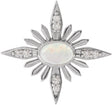 Platinum Oval Natural Ethiopian Opal & Natural Diamond Star Necklace or Pendant
