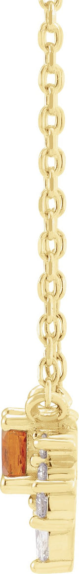 14K Gold Round Natural Citrine & Natural Diamond Accented Necklace – 0.08 CTW - Yellow Gold - view 2