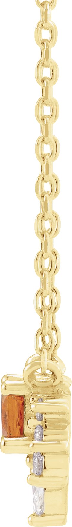 14K Gold Round Natural Citrine & Natural Diamond Accented Necklace – 0.08 CTW - Yellow Gold - view 2