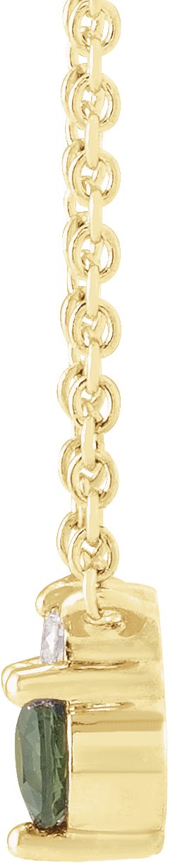 14K Gold Round Natural Green Sapphire & Natural Diamond Accented Necklace - Yellow Gold - view 2