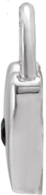 14K Gold Round Natural Black Spinel Heart Lock Necklace or Pendant - White Gold - view 2