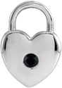Platinum Round Natural Black Spinel Heart Lock Necklace or Pendant