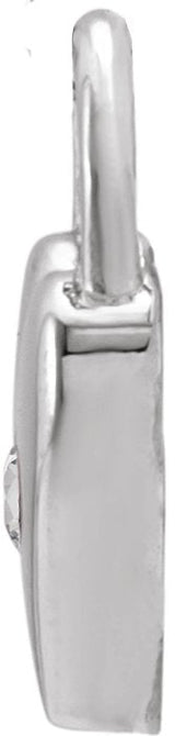 14K Gold Round Natural White Sapphire Heart Lock Necklace or Pendant - White Gold - view 2