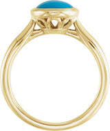 14K Gold Oval Natural Turquoise Bezel-Set Solitaire Ring - Yellow Gold - view 2
