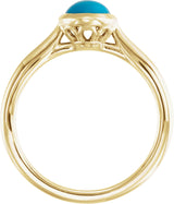 14K Gold Oval Natural Turquoise Bezel-Set Solitaire Ring - Yellow Gold - view 2