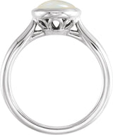 14K Gold Oval Natural Ethiopian Opal Bezel-Set Solitaire Ring - White Gold - view 2