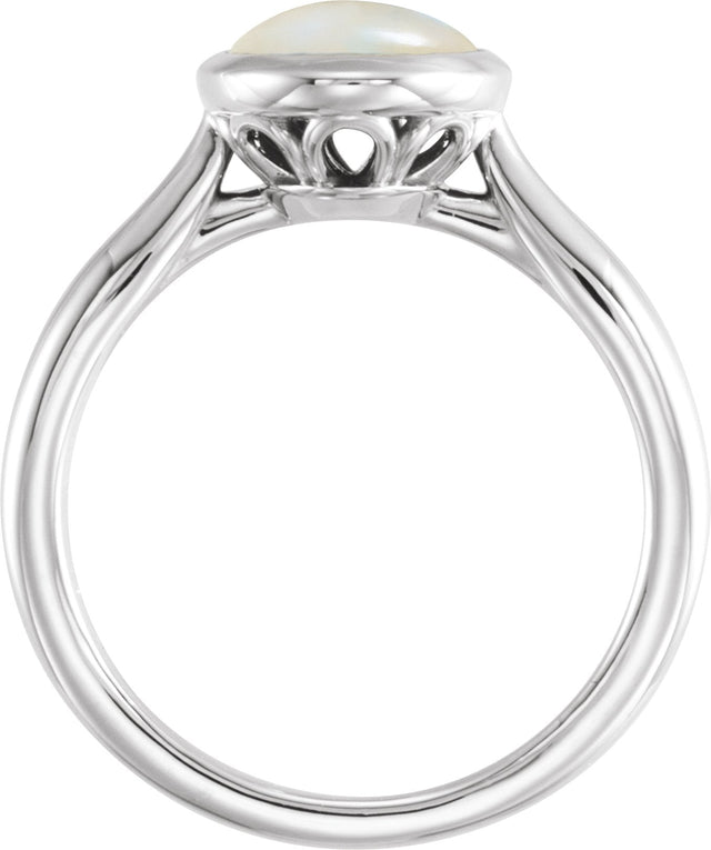 14K Gold Oval Natural Ethiopian Opal Bezel-Set Solitaire Ring - White Gold - view 2