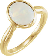 14K Gold Oval Natural Ethiopian Opal Bezel-Set Solitaire Ring - Yellow Gold