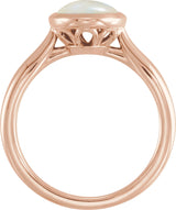 14K Gold Oval Natural Ethiopian Opal Bezel-Set Solitaire Ring - Rose Gold - view 2
