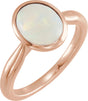 14K Gold Oval Natural Ethiopian Opal Bezel-Set Solitaire Ring - Rose Gold