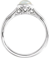 14K Gold Oval Natural Ethiopian Opal Bezel-Set Solitaire Ring - White Gold - view 2