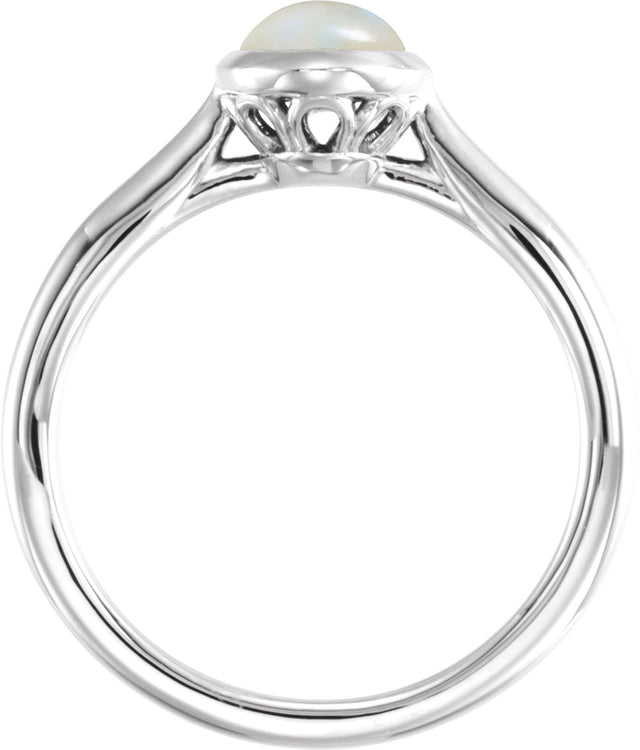 Platinum Oval Natural Ethiopian Opal Bezel-Set Solitaire Ring - view 2
